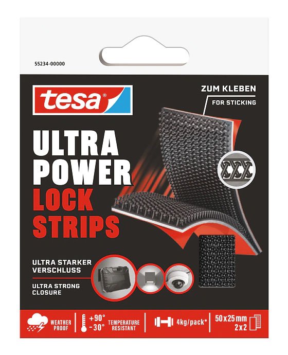 TESA - Bandes Adhésives Ultra Power Lock Strips 5 cm x 25 mm 2 x 2