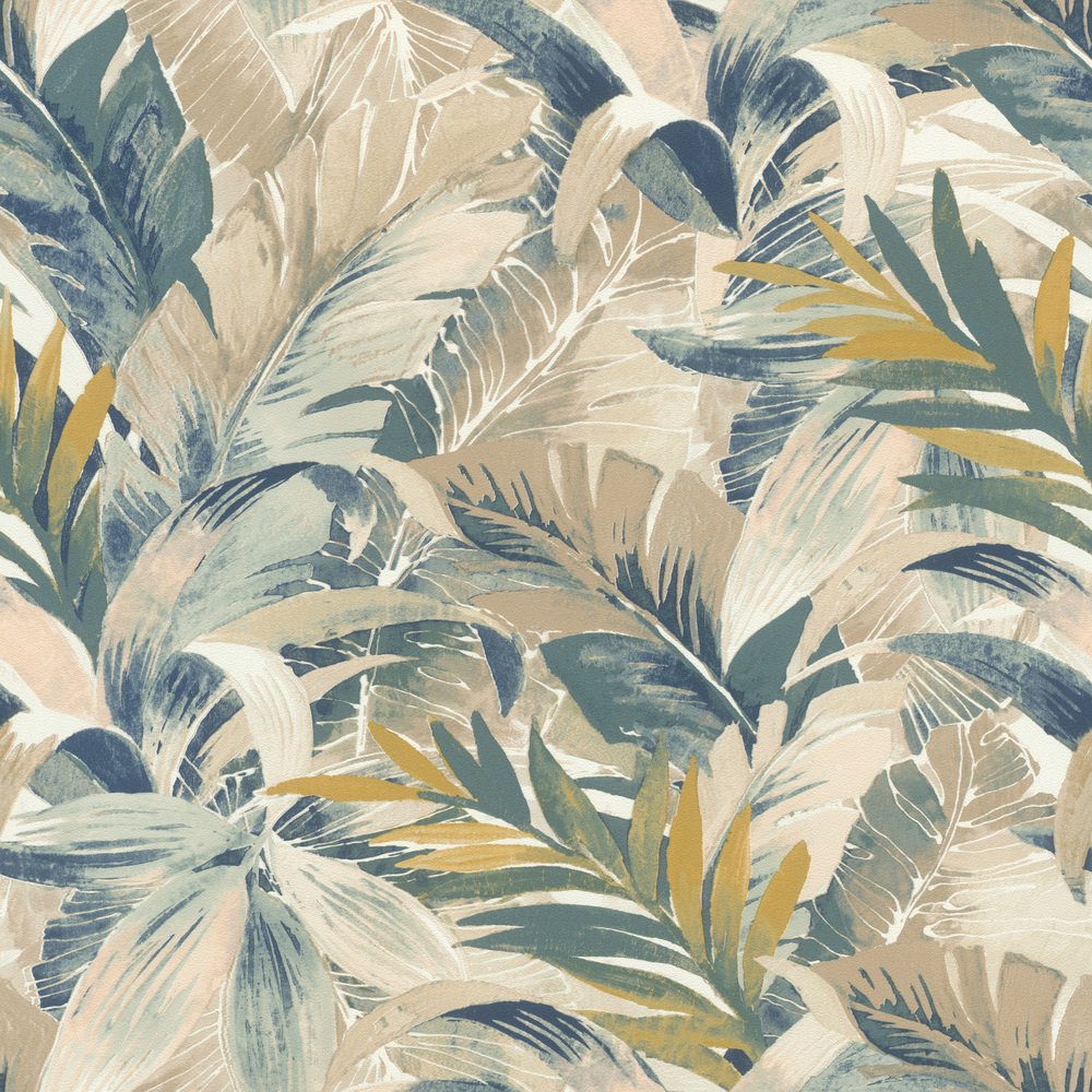 DECORAMA - 3517 - Papier Peint Vinyle Grainé sur Intissé Motif Feuillages Exotic Beige