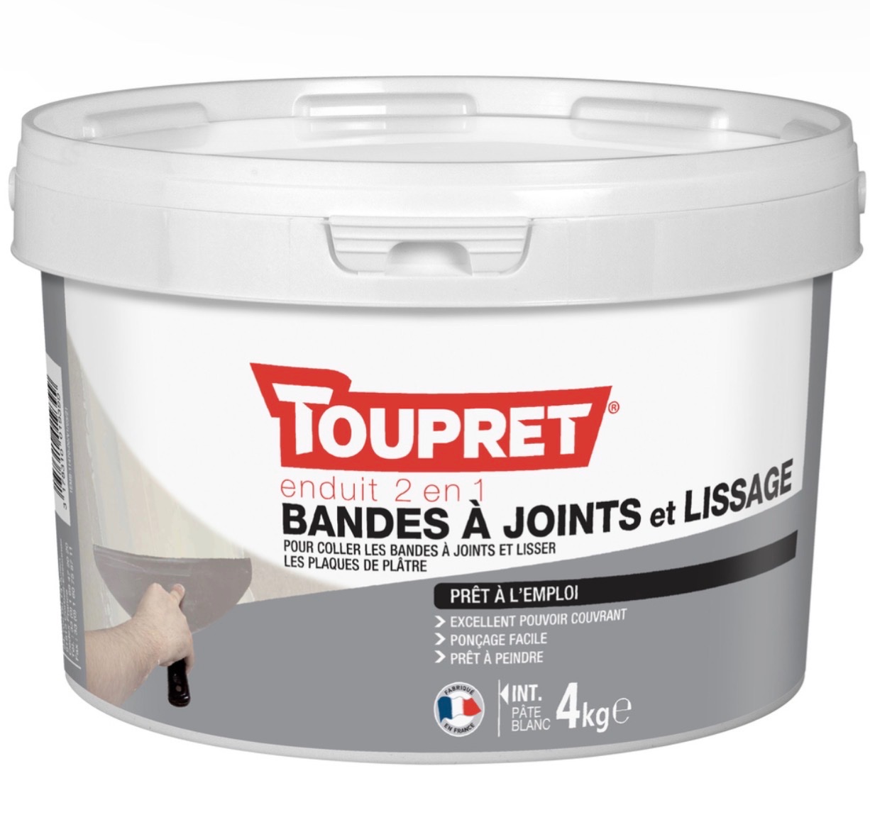 TOUPRET ENDUIT 2 EN 1 BANDES À JOINTS ET LISSAGE PÂTE 4 KG