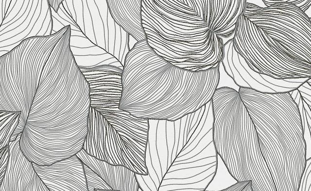 DECOR DESIGN - 10381-10 - Papier Peint Vinyle Expansé Sur Intissé Feuilles Noir Et Blanc