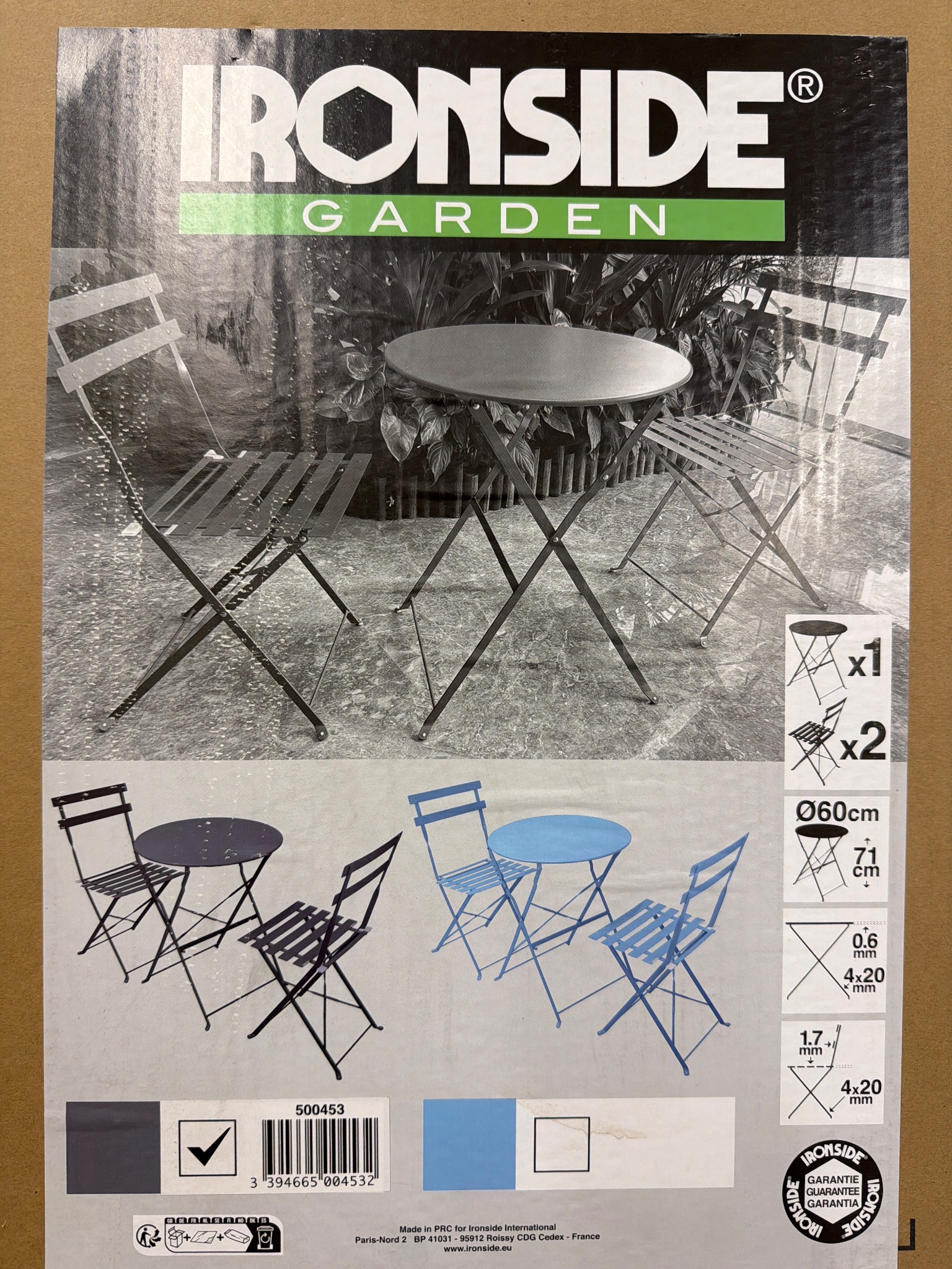 Ensemble Table + 2 chaises IRONSIDE GARDEN