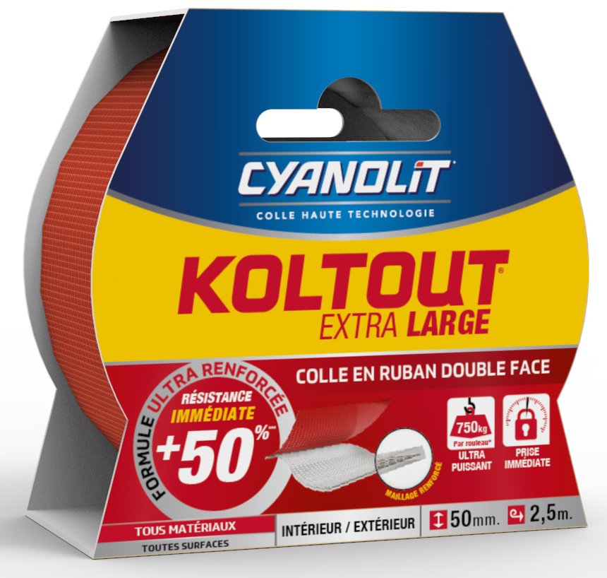 KOLTOUT - Colle Koltout Ruban Double Face Extra Large 50mmx2.50m